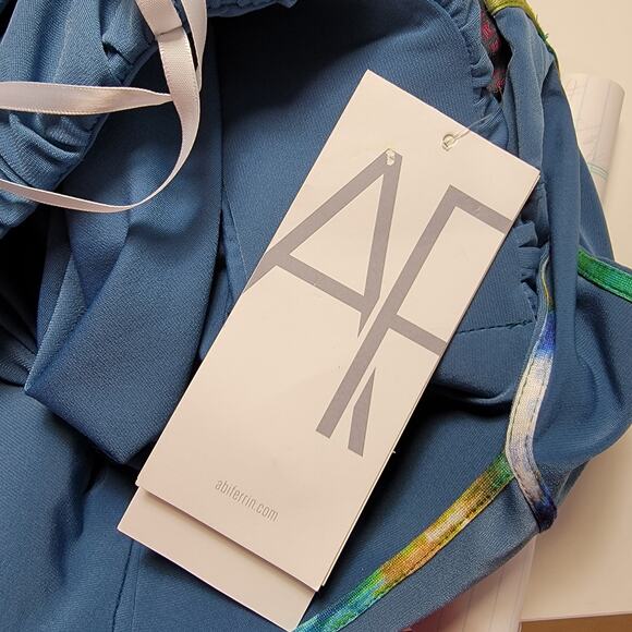 Abi Ferrin Steel Blue T-Back Halter "Hazel" 4013 Pantset Jumpsuit Size XS - Picture 9 of 16